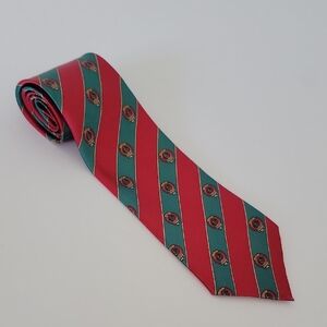 Men J Classic Red and Green Silk Striped Formal Neck Tie